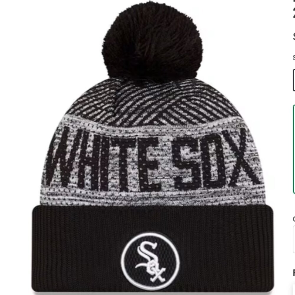 White Sox Black and Gray Pom Beanie